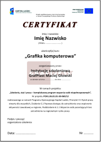 Certyfikat GrafPlast kończący szkolenie
